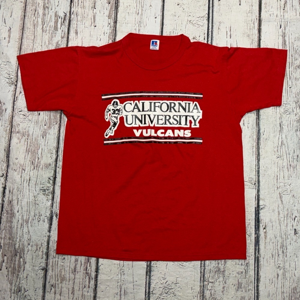 Vintage California University Vulcans 1990s Football Red Crewneck Tshirt